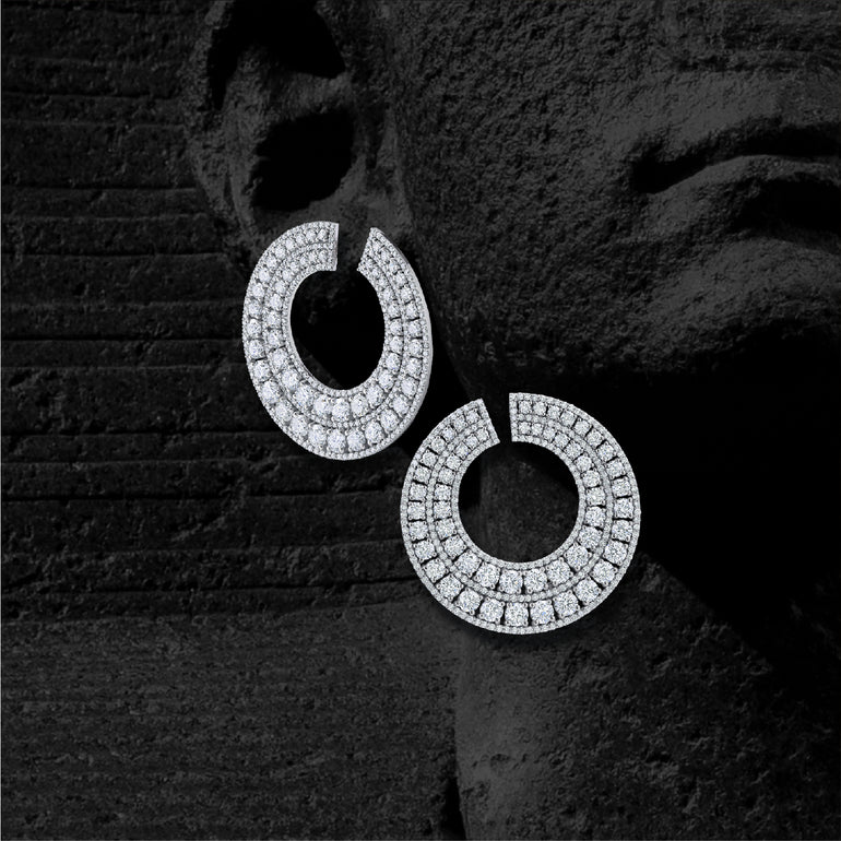 Double Hoop Round Diamond Earrings | Jewelry store