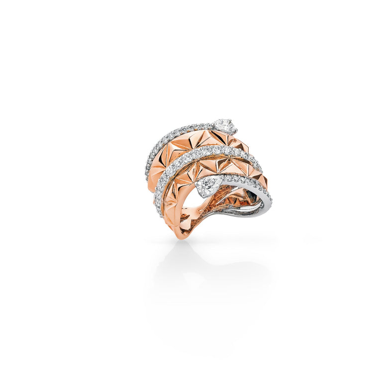 Okre by Yessayan - Pyramid Rose & White Gold Pear Diamond Ring | Diamond Ring | Buy Rings Online