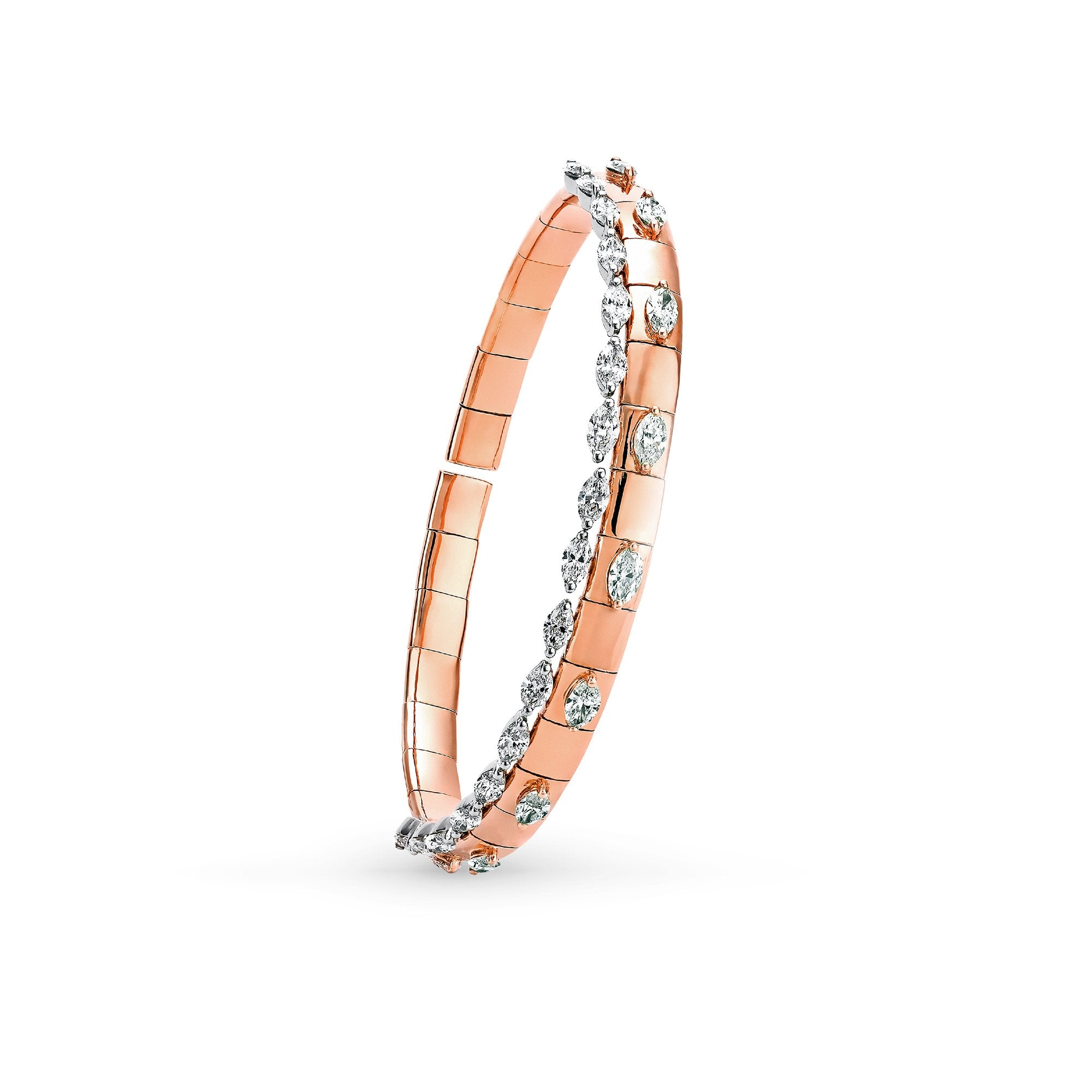 Okre by Yessayan - Rose & White Gold Marquise Diamond Cuff Bracelet | Diamond Bracelet | Buy Jewelry online