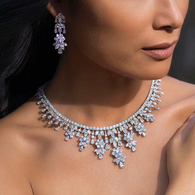 Pear & Marquise Diamond Necklace & Earrings | Buy Diamond Jewellery Online