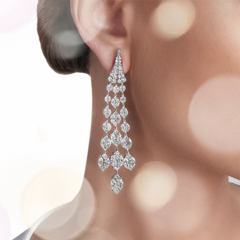 Marquise, Pear, & Princess Cut Drop Diamond Earrings | Diamond Earrings Online