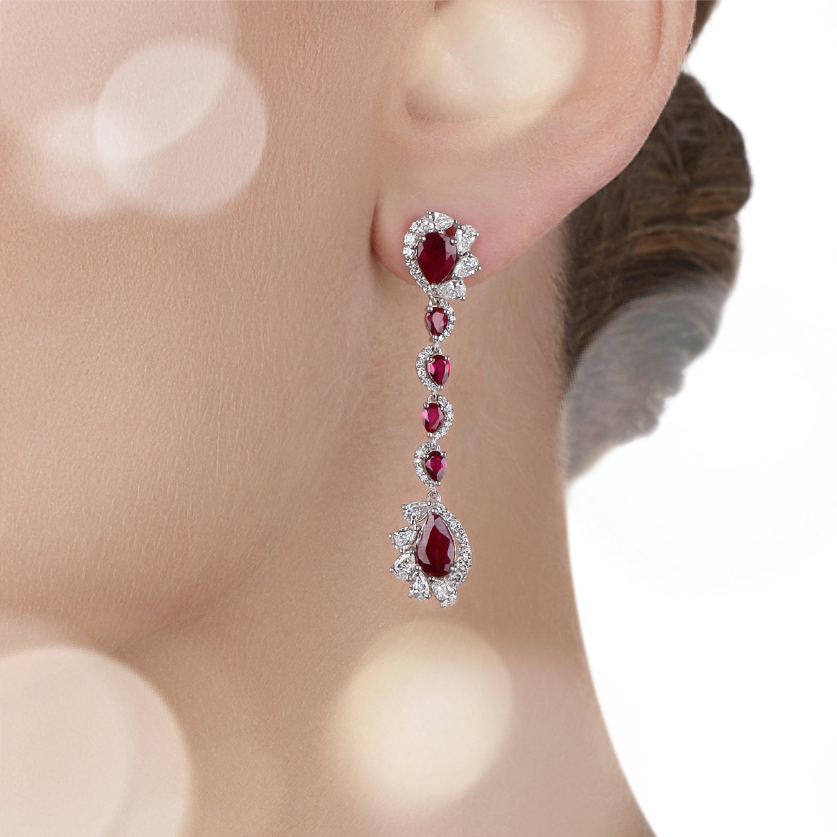 Ruby with Pear shape Diamond Earring  | Jewelry online 